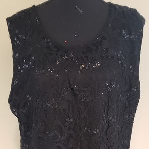 Black Floral Lace Sequin Dress